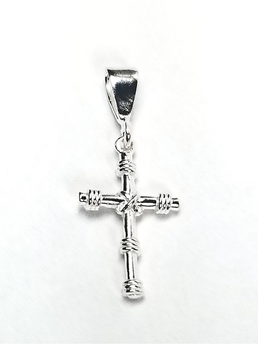 Nail Cross Pendant Charm Crucifix Wire 925 Mex. Sterling Silver Religious 22.5mm